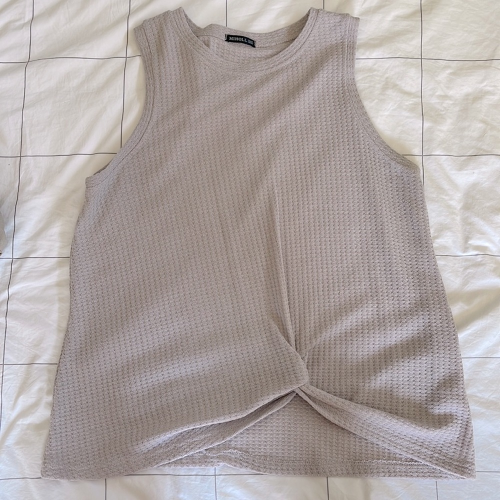 Twisted Hem Waffle Tank